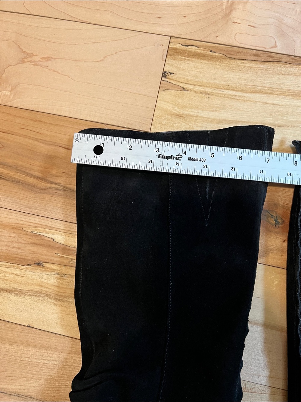 Ann Marino Black Suede Knee-High Heeled Boots - Picture 8 of 17